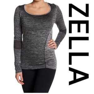 Z by Zella Women's Long Sleeve Breakthrough Seamless Top Gray Black Size Medium